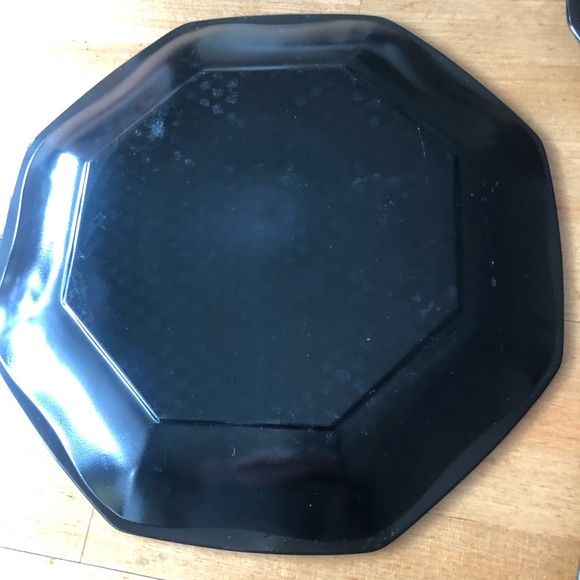 Set of 7 Vintage Arcoroc Black Glass Octagon 7 1/2" Salad Dessert Plates France - Picture 6 of 7